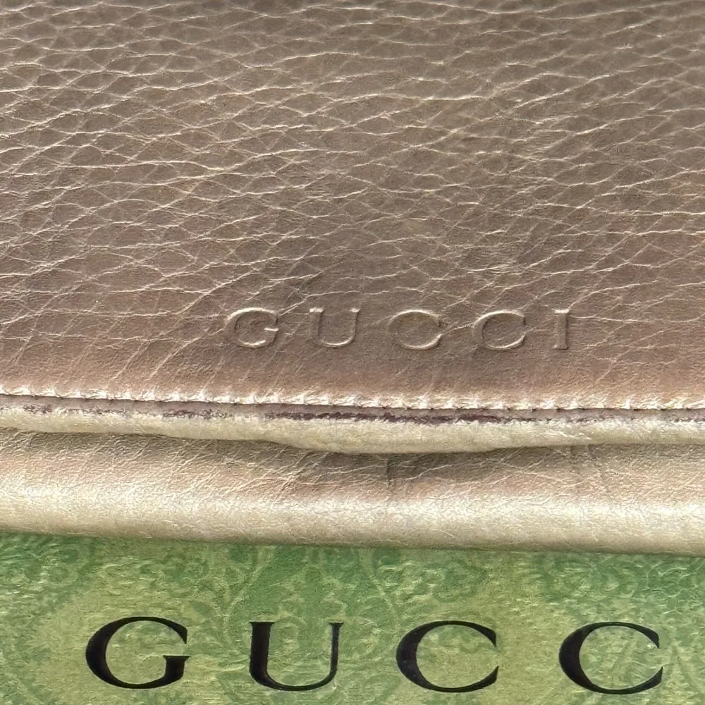 Gucci Platinum Metallic Leather Continental Wallet Authentic Made in Italy - Picture 6 of 9